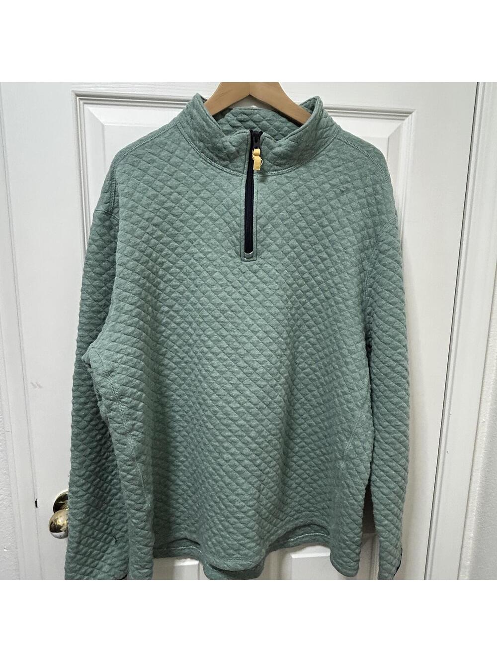 J.Crew Blue Quilted Authentic Fleece 1/4 Zip Pullover XXL